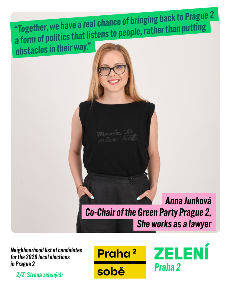 Local Elections 2026 in Prague 2: The Green Party on the „Praha 2 sobě“ movement’s neighbourhood list